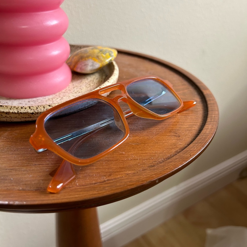 Retro 70s Amber Blue Tint Sunglasses